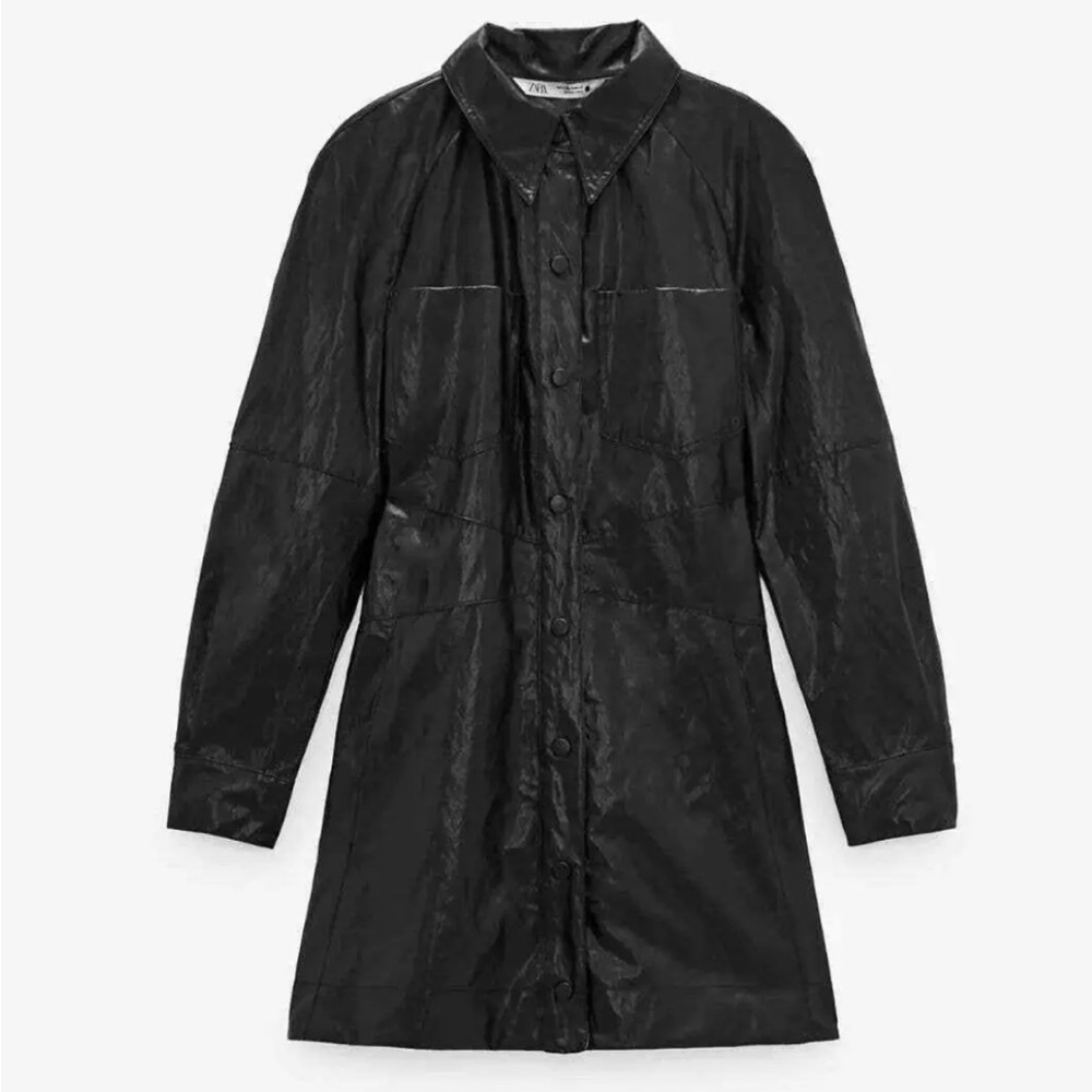 COPY - NWT ZARA DRESS FAUX LEATHER MINI SHIRT BLACK 2969/299  Women’s SIZE MEDI…